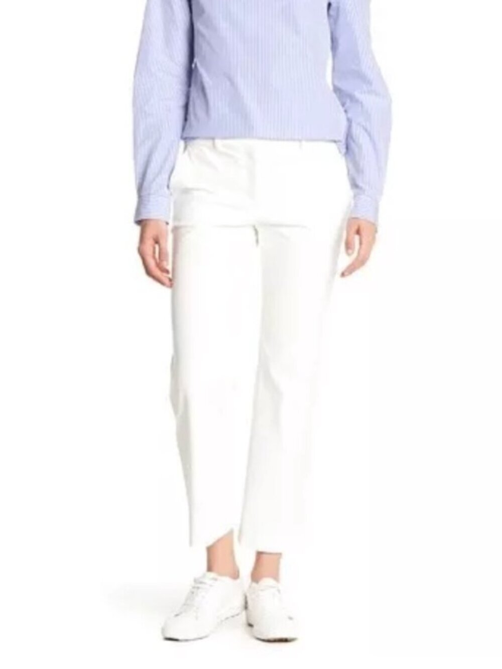 Theory Hartsdale Ivory White Straight-leg Cropped Trouser Pants Women Size 6